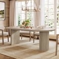 thumbnail image 1 of Light Natural Solid Wood Oval Dining Table - Seats 6 | 68” x 47” Modern Rustic Dining Room Table with Double Pedestal Base, 1 of 8