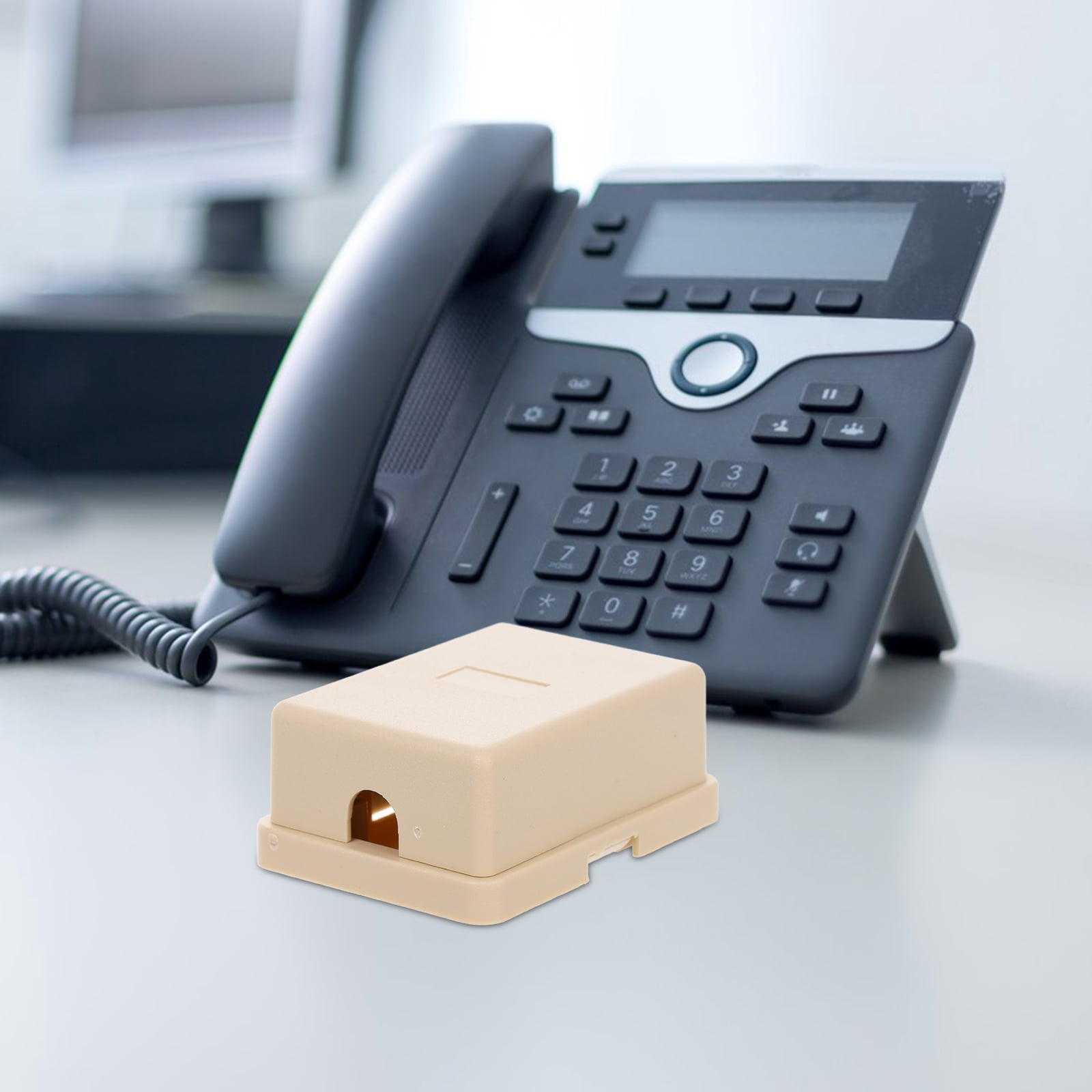 OFFIGAM Beige Landline Telephone Splitter Junction Box Accessory for Home Phone Connection