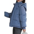 thumbnail image 2 of Women Puffer Jacket Winter Warm Coats Hooded Quilted Jackets with Removable Hood Blue L, 2 of 7