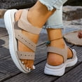 thumbnail image 3 of Walking Sandals for Women Thick Soft Sole Strappy Beach Shoes Comfortable Footbed Open Toe Lightweight Casual Summer Athletic Footwear Beige Size 9, 3 of 7