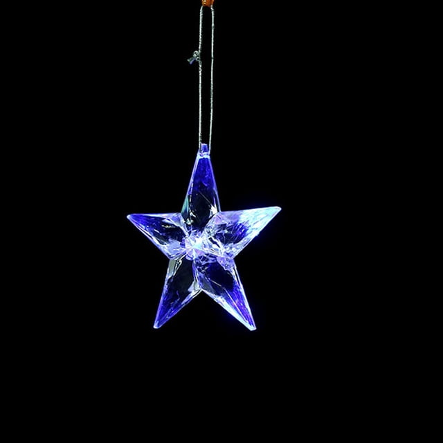 COMPUKAS 5Pcs Star Decorations Transparent Plastic Led Lighted Hanging Decoration For Christmas 9Cm X 9Cm X 2.5Cm