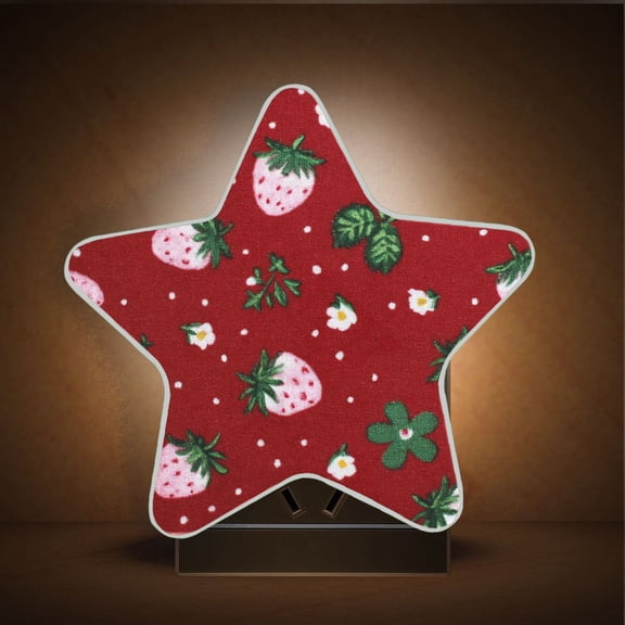 Star Night Light Auto On/Off Plug-in Wall Light with Light Sensor Warm White LED for Home Party Cute Pink Strawberry Pattern