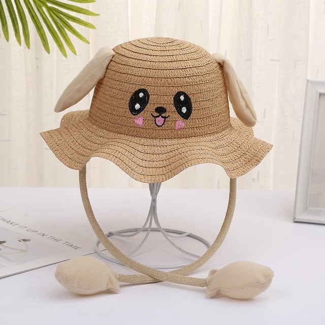 Sombrero de conejito para bebé con orejas móviles, sombrero de paja de conejo, oreja saltadora, gorra bonita y divertida, sombrero para el sol de ala ancha para niños y niñas
