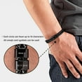 thumbnail image 4 of Personalized Bracelet for Men, Custom Engraved Leather Wristband with Adjustable Stainless Steel Clasp, Name Date Family Jewelry Gift, 4 of 12