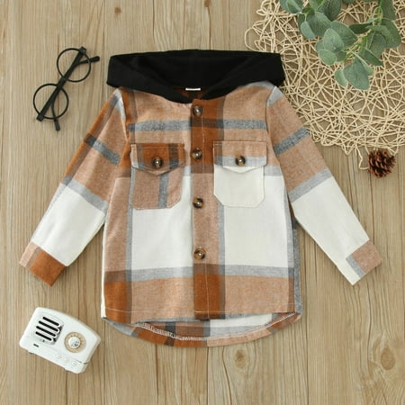 

Cathalem Boys Coats Size 8 Toddler Boys Girls Shirt Coat Jacket Plaid Long Sleeve Kids Tops Hooded Outwear Apparel Outerwear Khaki 3-4 Years