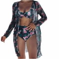 thumbnail image 2 of Abomasnow Bathing Suit Cover Up for Women Comfort Long Sleeve Bimono Cardigan with Bikini Sets 3 Piece Beach Coverups Swimwears, 2 of 9