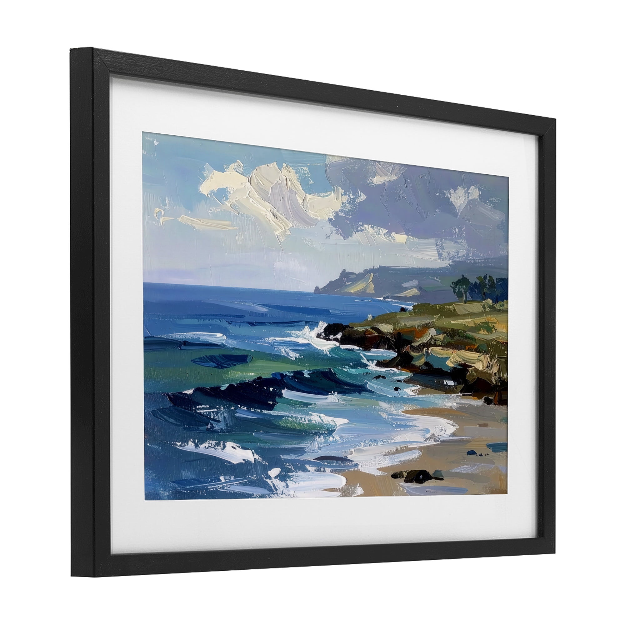 Stupell Industries Sky To Sea Impression Black Framed Print Under Glass, design by Alonza Saunders