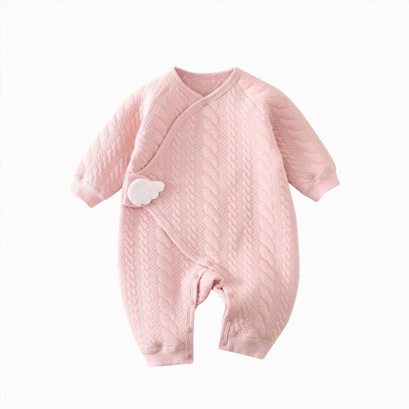 larppty Baby Romper, Footless Knit Newborn Pajamas & Going Home Outfit Onesise Jumpsuit for Infant(Pink)
