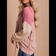 thumbnail image 5 of Moda para Mujer 2025, Camisetas Holgadas Informales de Punto con Cuello Redondo y Larga con Bloques de Color Rosa M, 5 of 10