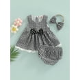 thumbnail image 2 of Txlixc Niña Recién Nacida 3 Piezas Trajes, Patrón A Cuadros Sin Mangas Cuello Redondo Vestido Estilo Tops + Pantalones Cortos De Cintura Elástica + Diadema Decorativa Txlixc Moda, 2 of 9
