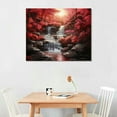 thumbnail image 2 of COMIO Lasdel Natural Extra Framed Canvas Wall Art of Wide Waterfall &amp; Red Leaves Picture For Bedroom,Burgundy Nature Black White Artwork Decor,Beautiful Maple Leaves Landscape Print Painting, 2 of 4