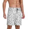 thumbnail image 2 of Balery Black White Music Pantalones cortos de pijama de punto de algodón para hombre con cinturilla y bolsillos-X-Large, 2 of 6