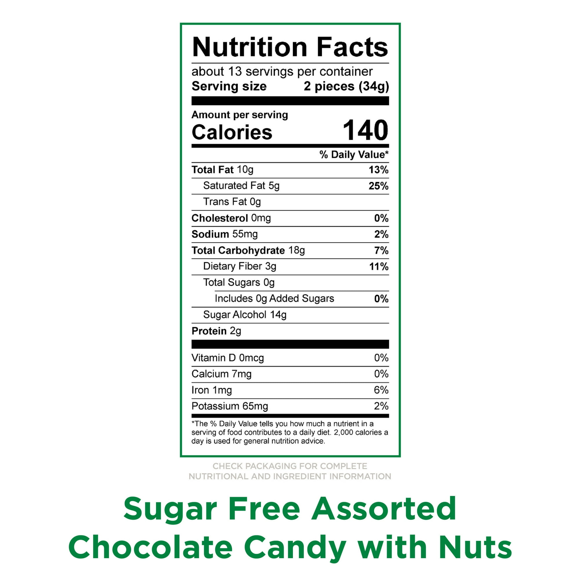 Russell Stover Chocolates Sugar Free Asst Chocolates w Nuts Gusset Bag 15.5oz (26 Pieces)