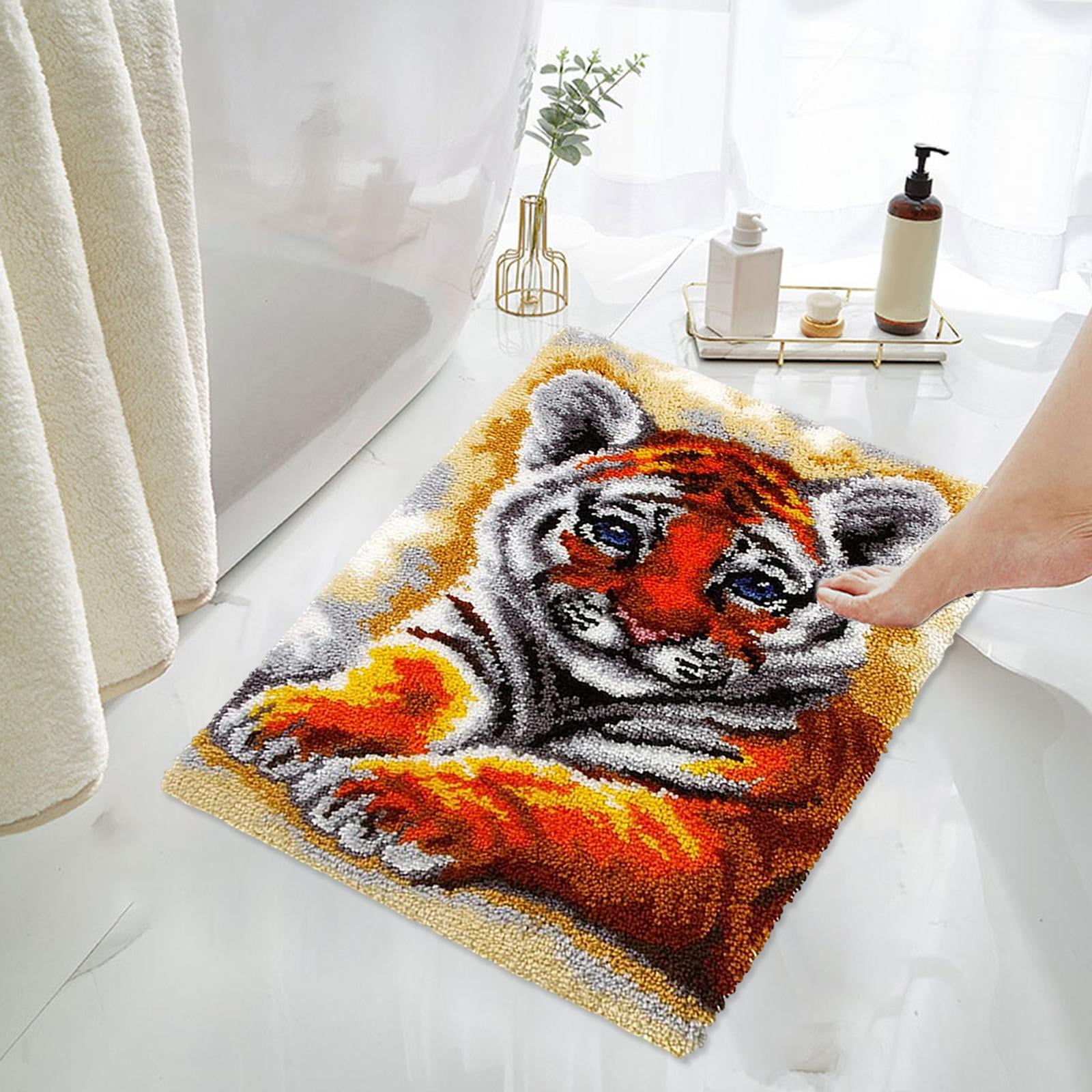 Extraordinary White Tiger DIY Latch Hook Rug Making Kit For Adults