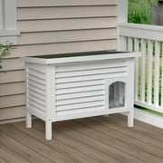 GDLF Solid Wood Outdoor Cat House Feral Cat Shelter Ventilated for Summer