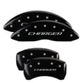 thumbnail image 2 of MGP 4 Caliper Covers Engraved Front & Rear With stripes/Challenger Black finish silver ch Fits select: 2006-2010 DODGE CHARGER R/T, 2009-2010 DODGE CHALLENGER R/T, 2 of 6