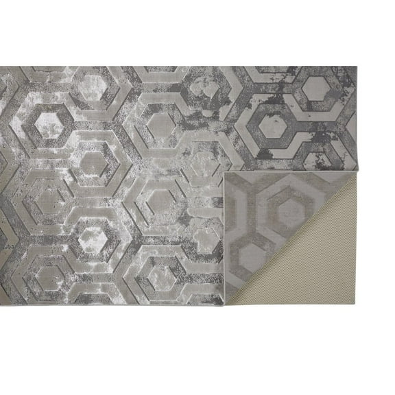 4' X 6' Gray Taupe And Silver Abstract Area Rug