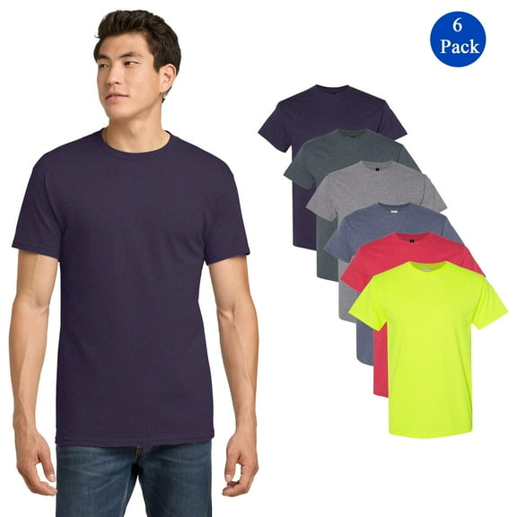 Gildan Heavy Cotton T-Shirt, Multi-Pack T-Shirts Men, 50/50 Cotton/polyester, Mix Color, Pack 6, S