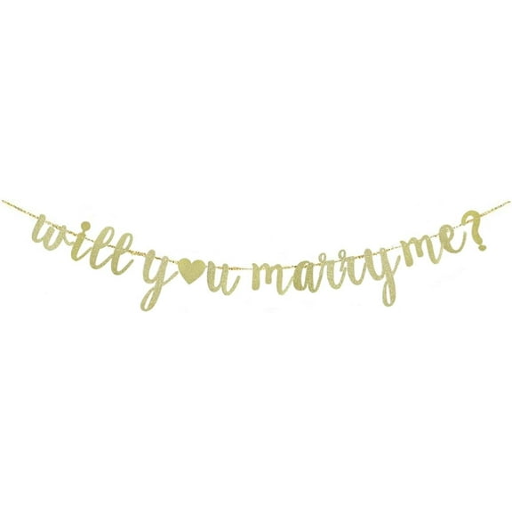Will You Marry Me Banner, Gold Paper Sign For Valentine's Day Party, Wedding/Bridal Shower/Marriage Proposal/Wedding Proposal Party Bunting Props
