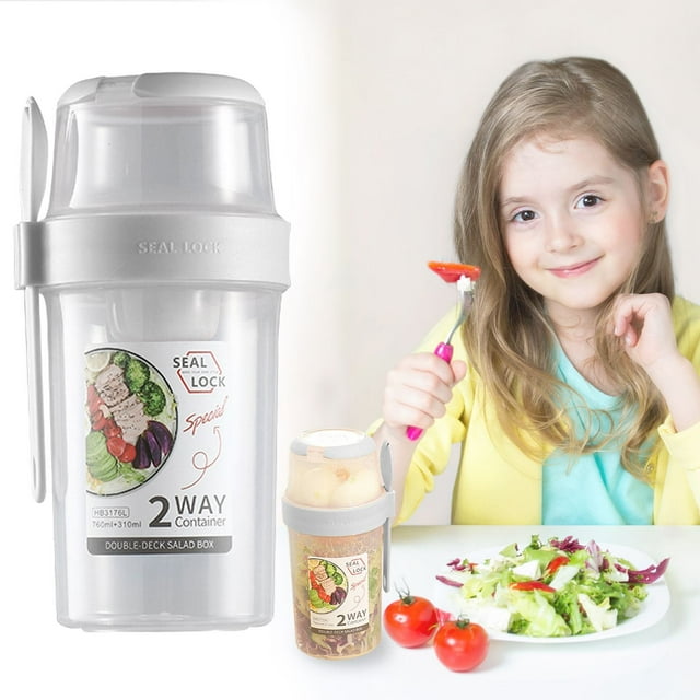Cqxid Glass&Bottle Under $10 Cereal And Milk Containers Double Hiking Food Containers Snack Cups Camping And RV Storage And Organizing To Go Cups Crunchy Yogurt Containers