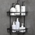 thumbnail image 1 of Estante de ducha sin taladrar, autoadhesivo, esquinero de ducha, accesorios de baño, 2 niveles, negro, 1 of 5