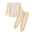 thumbnail image 4 of GYRATEDREAM Girls 2 Piece Outfit Cable Textured Ruffle Sweatshirt Jogger Pants Set, 18M-6T Kids Casual Tracksuit, 4 of 9