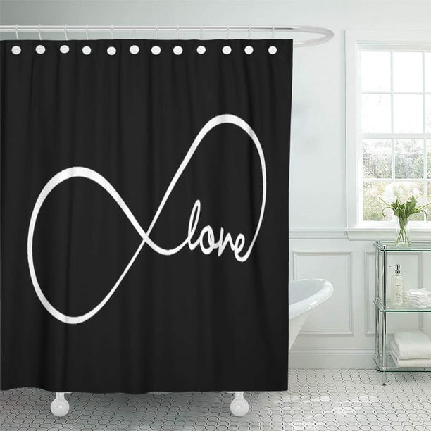 Atabie Forever Infinity Love Black White Elegant Loved Loving Girly Shower Curtain 60x72 Inch Com Girly Shower Curtain 60x72 Inch, Girly Gray Shower Curtains