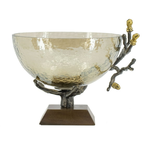 A&B Home Glass Bowl on Metallic Twig Base 9.1" x 7.9" x 7.1"