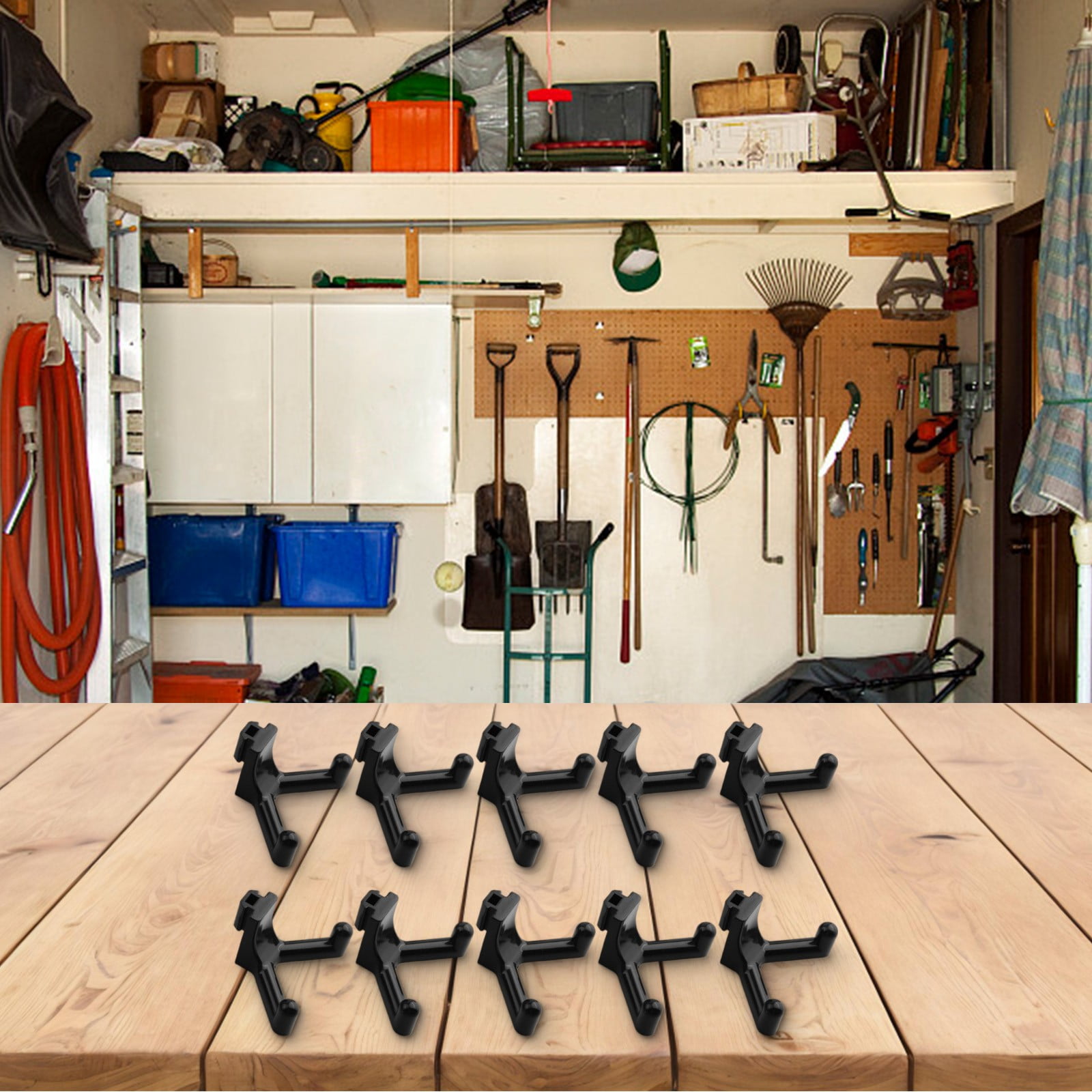 Lanfini Lifetime Sheds Plastic Tool Hooks - Black Storage Shed J Hooks for Organizing Tools - 5/10 Pack Vertical Siding Accessories for Garage & Workspace