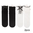 thumbnail image 4 of Godderr Kids Baby Girls Knee-High Socks Toddler Bow Non-slip Sock Spring Thigh High Socks Thigh Socks 2 Pairs, 4 of 9