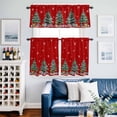 thumbnail image 2 of Red Tree Christmas Kitchen Curtains Sets for Windows 24 Inch Length, Xmas Snowflake Watercolor Rod Pocket Window Treatments Tier Curtains and Valances Set for Bedroom/Bathroom, 2 of 8