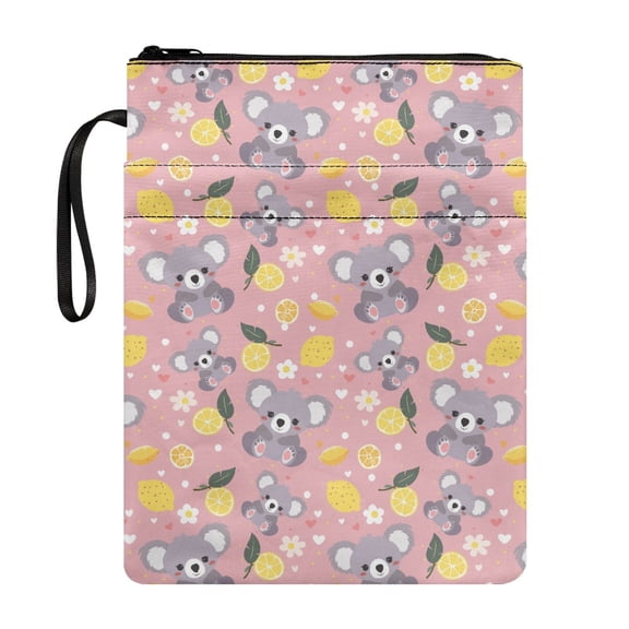 HELLHERO Book Organizer Bag for Friend, Protector Wrap Bag, Handle, Book Organzoer Holder for Journals Planners Books Lemon Koalas