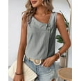 thumbnail image 6 of Women'S Button Asymmetrical V Neck Striped Print Blouses Casual Sleeveless Tank Top Summer Shirt Tops Black S, 6 of 9