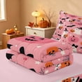thumbnail image 3 of Homewish Halloween Witch Ghost Zipper Queen Comforter Set with Fitted Sheet and 2 Pillowcases for Girls, Pink Pumpkin Bat Spider Zipper Bedding Set, Pink Orange Black, Pink Reversible, 3 of 5