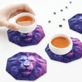 thumbnail image 7 of Pofeuu Cool Lion Head Print Leather Coasters Set of 6, Round Cups Mugs Mat Pad for Home Kitchen Heat Resistant Drink Coasters,Octagon, 7 of 7