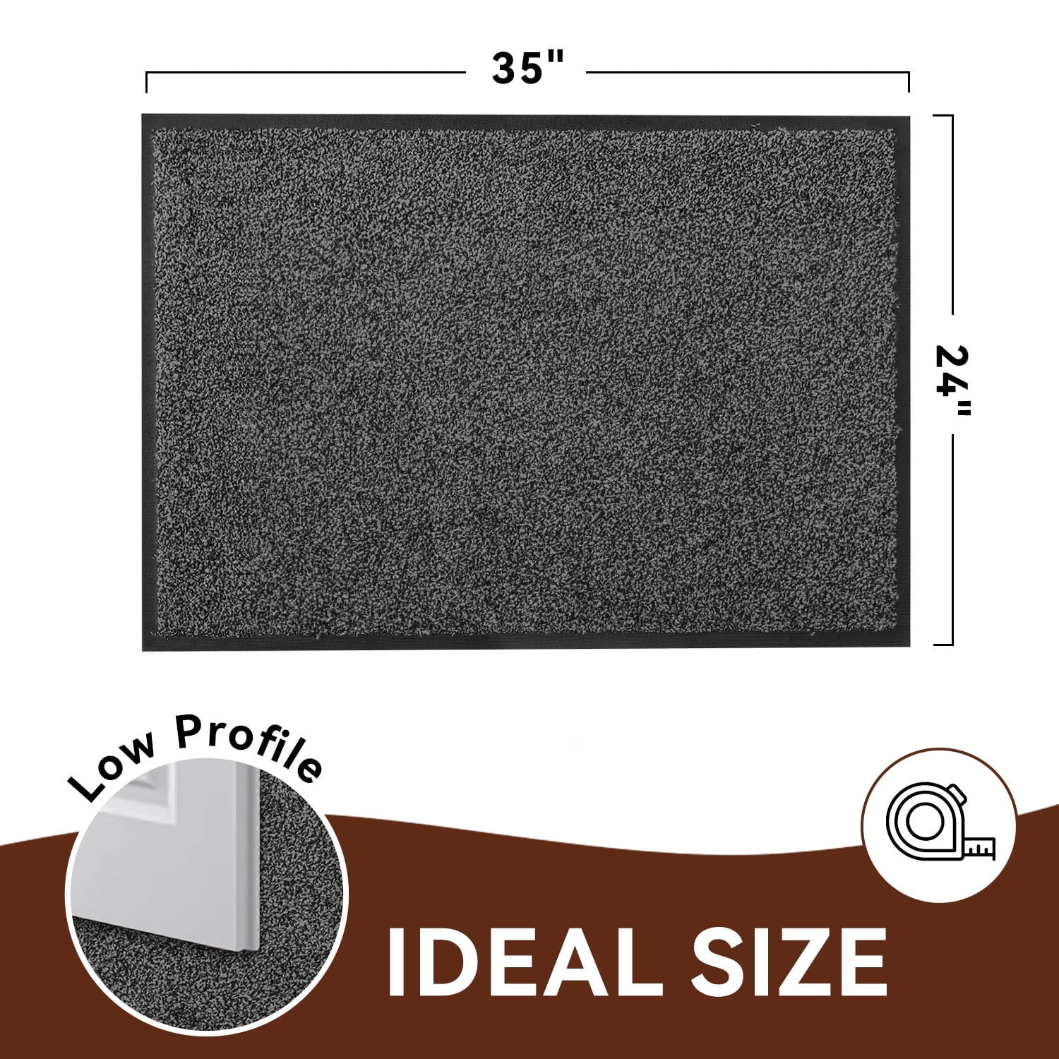 VUNATE 24" x 35" Dirt Trapper Indoor Door mat Non Slip Front Door Mats Absorbent Rubber Entrance Rug Durable Heavy Duty Outdoor Mats Washable Welcome Mats for Outside Gray