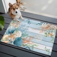 thumbnail image 4 of Marine Life Washable Small Entryway Area Rugs 2'x3', Shell Coral Eucalyptus Leaves Blue Wood Grain Low Pile Throw Rug Non-Slip Sturdy Edge Binding Carpet for Front Door Floor Room Entry, 4 of 9