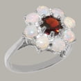 thumbnail image 2 of LBG British Made 10k White Gold Natural Garnet & Opal Womens Promise Ring - 33 size options - Size 7.75, 2 of 6