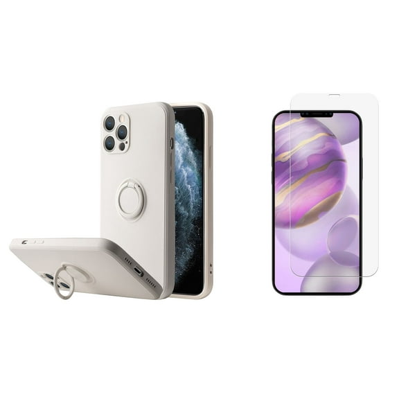 Bemz Slim Liquid Silicone Case for iPhone 12 Pro Max, 6.7 inch with (2 Pack) Tempered Glass Screen Protectors and Touch Tool - White