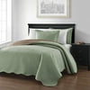 "Chezmoi Collection Mesa 3-piece Oversized (100""x106"") Reversible Bedspread Coverlet Set Queen, Sage/Taupe"