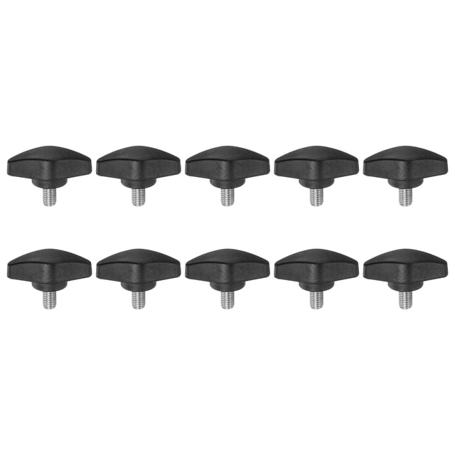 Unique Bargains 10 Packs M6 x 10mm Té Filetage Mâle Boutons d'Aile Vis de Pouce Poignée Noir