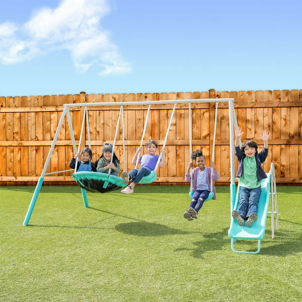 Sportspower Super Saucer Metal Swing Set with 2 Swings, Saucer Swing