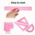 thumbnail image 4 of Uxcell 4pcs Triangular Ruler Set 20cm Plastic Ruler Protractor Triangle Ruler, Red, 4 of 6