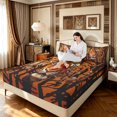 thumbnail image 3 of Manfei Hippie Tiger Queen Sheets, Vintage Animal Print Queen Sheet Sets, Dark Brown Orange, 4-Piece, 1 Flat Sheet, 1 Fitted Sheet and 2 Pillowcases, 3 of 6