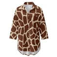 thumbnail image 7 of Renewold Womens Beach Cover Up Shirt Skin-friendly Button Up Shirt Women Long Sleeve Beach Blouses Bathing Suit Cover Up with Pockets Breathable Comfy Swimwear, Giraffe Print Brown, 2XL, 7 of 7