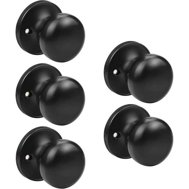 Matte Door Knob Passage Function Passage Door Knob for Hall and Closet Door Lockset NonLocking Round Ball Doorknob Colonial Style Door Handle Knob Left and Right Open