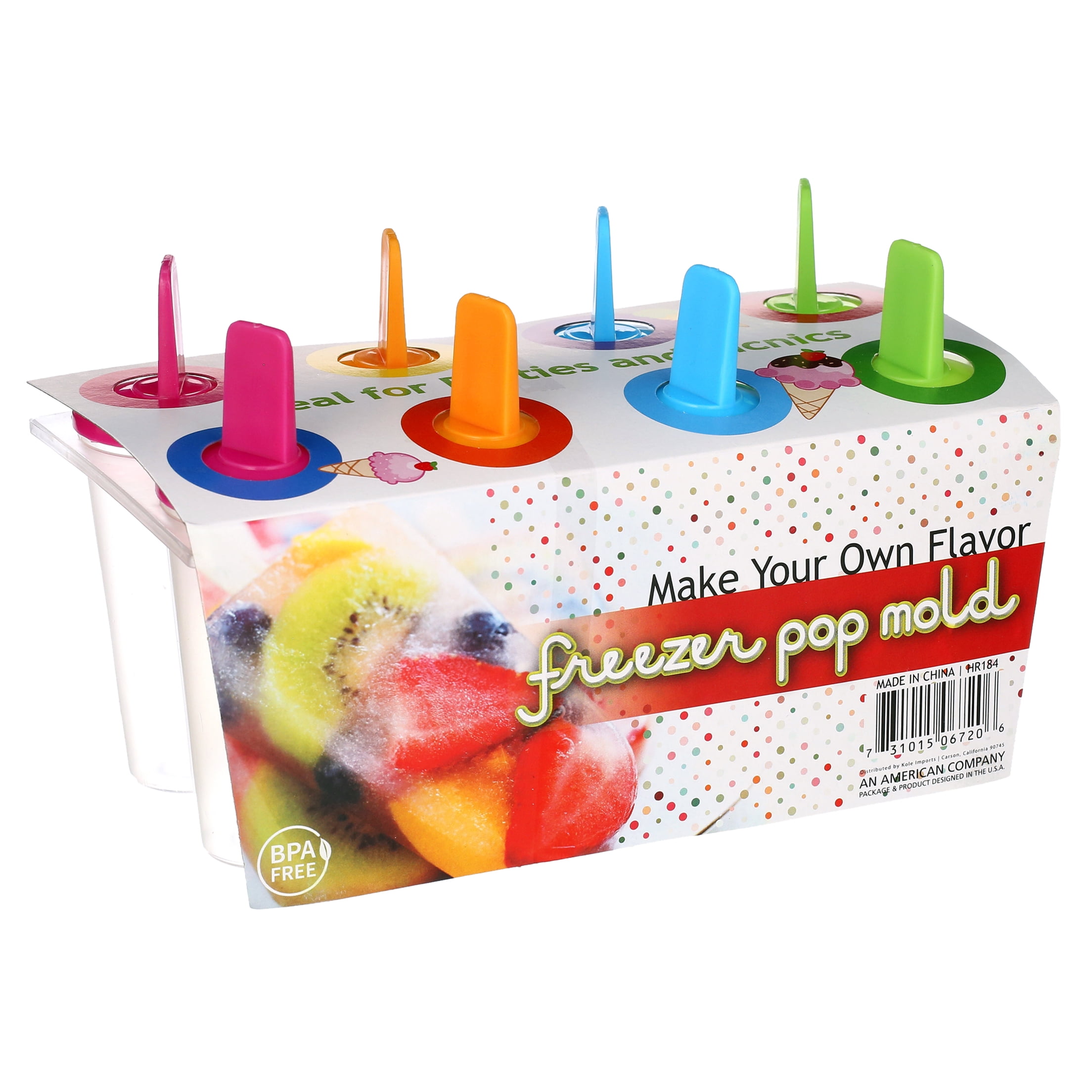 Frozen Popsicle Molds Ice Cream Pop Maker Freezer Tray Fruit with Sticks Summer