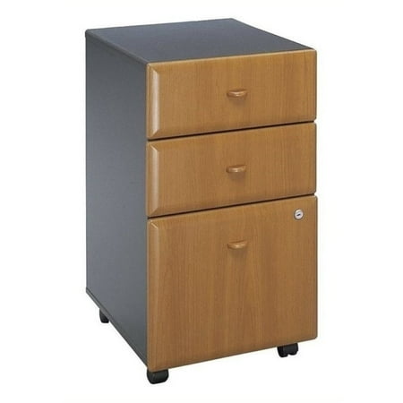 Fluted Cherry Pedestal - Bowery Hill 3 Drawer Mobile Pedestal in Natural Cherry
