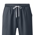 thumbnail image 6 of Mens Casual Soft Linen Long Shorts Knee Length Sport Running Lounge Work Shorts Capri Pant Summer Beach Casual Drawstring Shorts with Pockets Navy Xl, 6 of 6