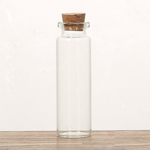 Glass Cork Bottles Ornament Glass Empty Wishing Bottles Column Clear 2.2x7cm Capacity: 15ml(0.51fl. oz)